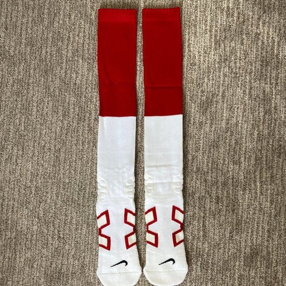 Men's Large 8-12 Nike NFL Team Football Socks Long Over the calf White Red - Picture 1 of 3